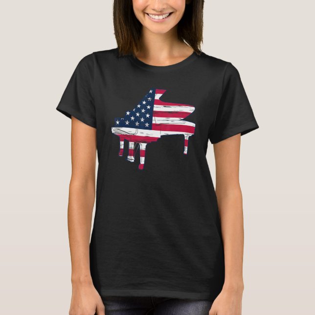 Camiseta Piano American Flag Piano Playing - Piano Lover Pi (Anverso)