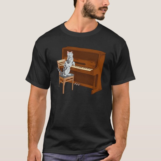 Camiseta Piano Cat Piano Keyboard Meowsicians (Anverso)