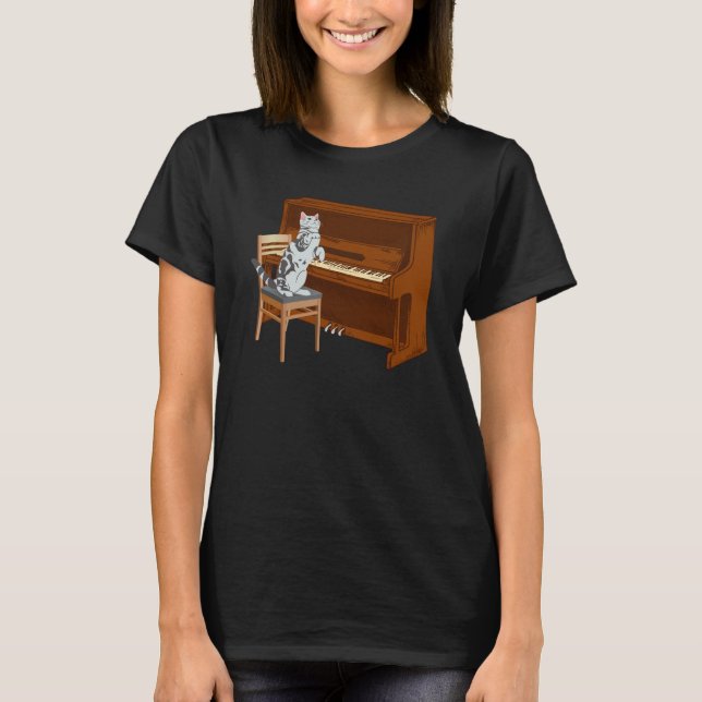 Camiseta Piano Cat Piano Keyboard Meowsicians (Anverso)