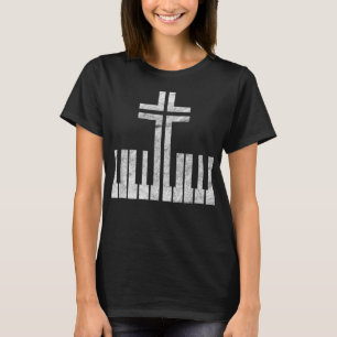 Camiseta Piano cristiano cruza el teclado Pianista Dios Jes