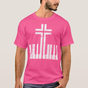 Camiseta Piano cristiano cruza el teclado Pianista Dios Jes