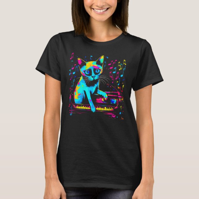Camiseta Piano de Gato Siamés (Anverso)