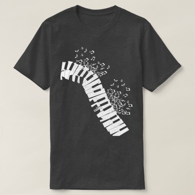 Camiseta Piano de Music Notes (Diseño del anverso)