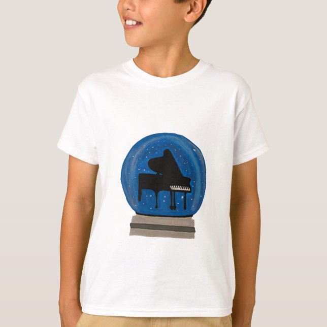 Camiseta Piano en un globo de nieve (Anverso)