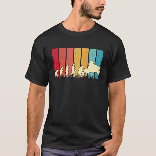 Camiseta Piano Evolution Retro Piano Player Pianist  1 (Anverso)