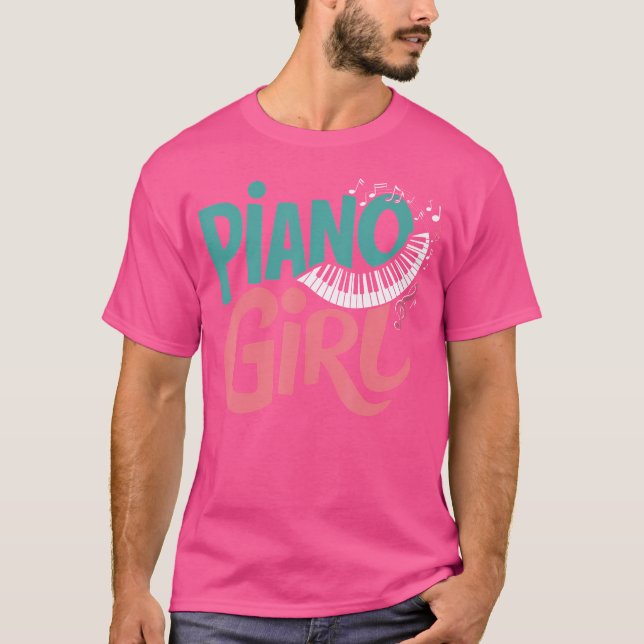 Camiseta Piano Girl Pianist Music 	 Small Black (Anverso)