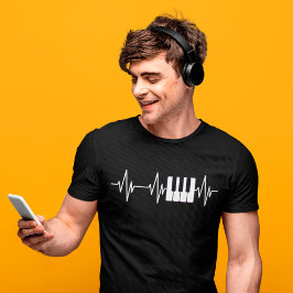 Camiseta Piano Heartbeat Teclado Vintage Pianista Músico