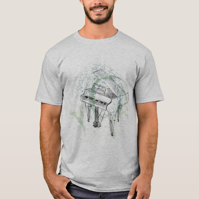 Camiseta Piano Illustration Art Drawing Music Lovers (Anverso)