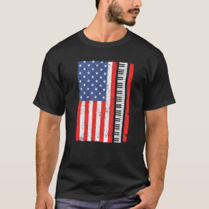Camiseta Piano Instrumento Pianista Teclado Bandera America