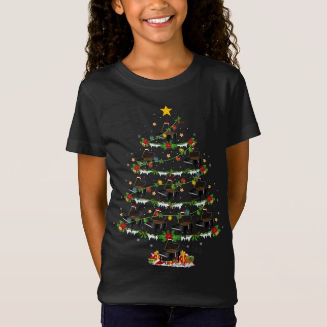 Camiseta Piano Music Lover Xmas enciende árbol de navidad d (Anverso)
