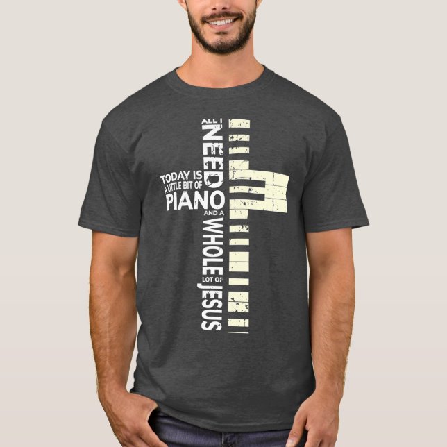 Camiseta Piano musical de rock de banda cristiana (Anverso)