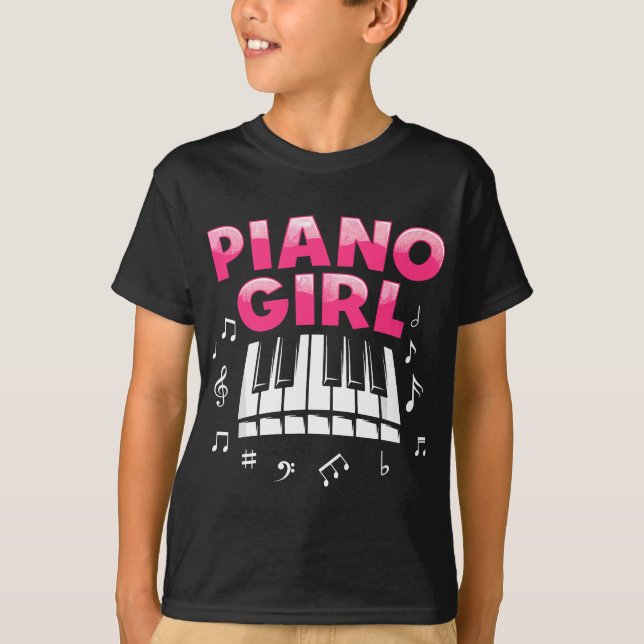 Camiseta Piano Para Chicas Mujeres Piano Musical Llave Mus (Anverso)