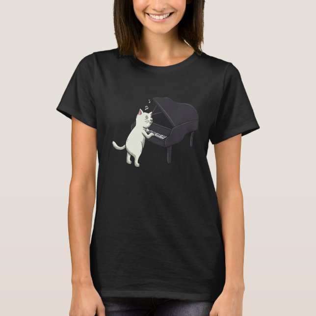 Camiseta Piano Player Musician Composer Treble Cat Whispere (Anverso)