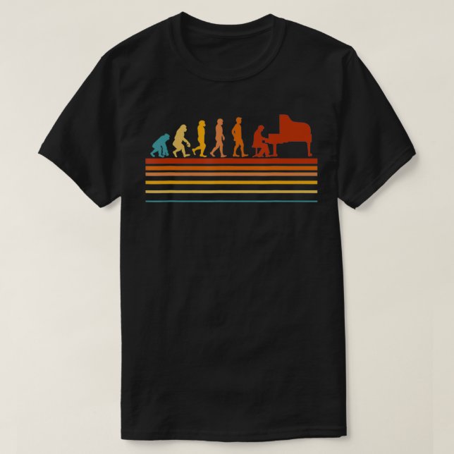 Camiseta Piano Player Pianist Evolution Retro  (Diseño del anverso)