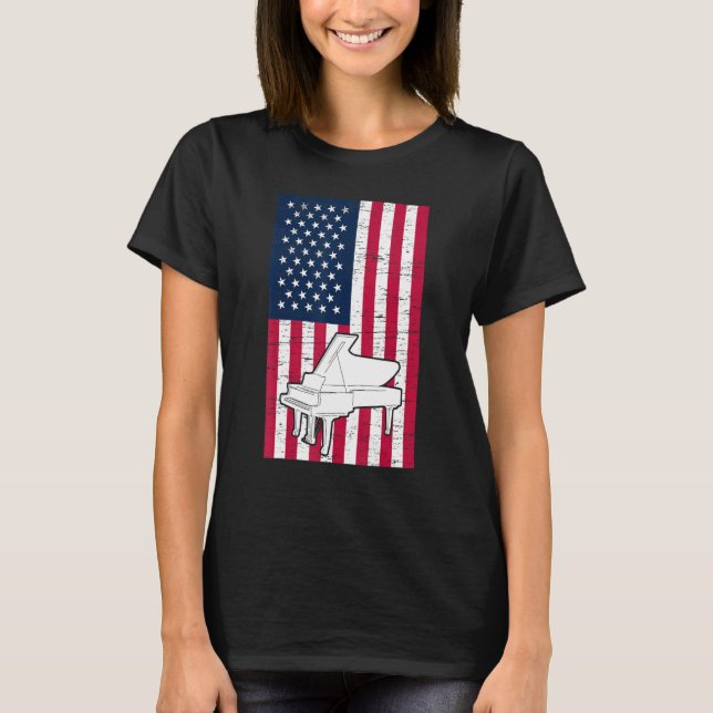 Camiseta Piano Player Piano American Flag Patriotic Pianist (Anverso)