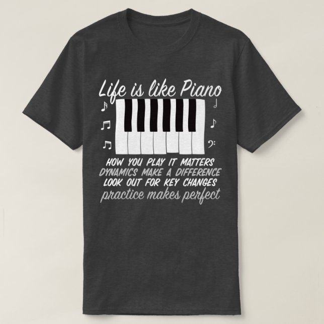 Camiseta Piano Player Teacher Regalo Teclas Teclas de tecla (Diseño del anverso)