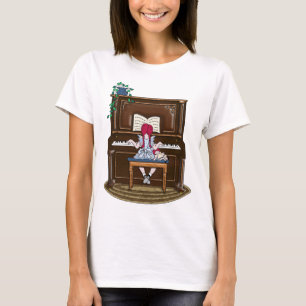 Camiseta Piano practicante del pequeño chica pelirrojo