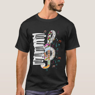 Camiseta Piano Teclado Música Pianista Treble Clef