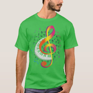 Camiseta Piano Treble Clef Retro Músico Pianista