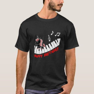 Camiseta Piano Unicornio Piano Divertidos Animales Feliz Bi