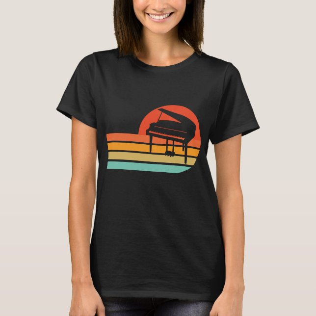 Camiseta Piano Vintage Music Keyboard Pianista retro (Anverso)