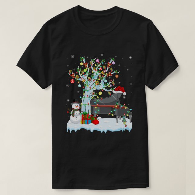 Camiseta Piano Xmas Elemento Árbol Iluminación Piano Navida (Diseño del anverso)