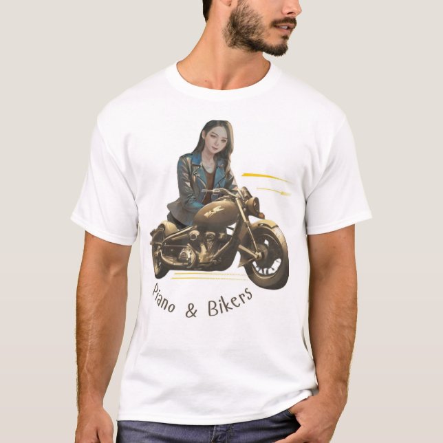 Camiseta Piano y motociclistas (Anverso)