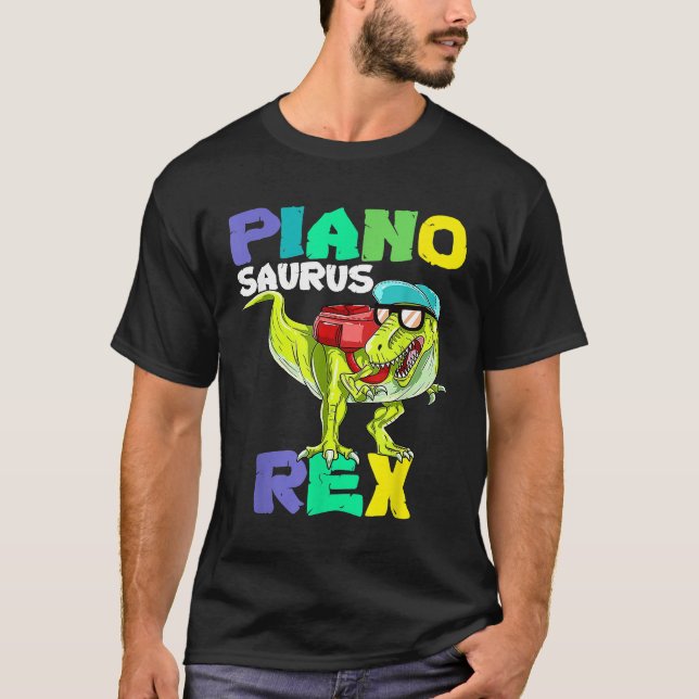 Camiseta Pianosauro Rex Dinosaur Piano de vuelta a la escue (Anverso)