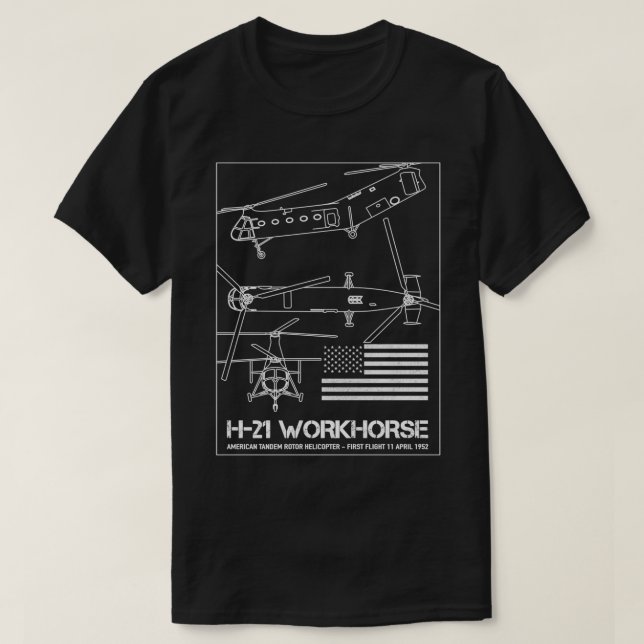 Camiseta Piasecki H21 Caballo de trabajo Helicóptero americ (Diseño del anverso)