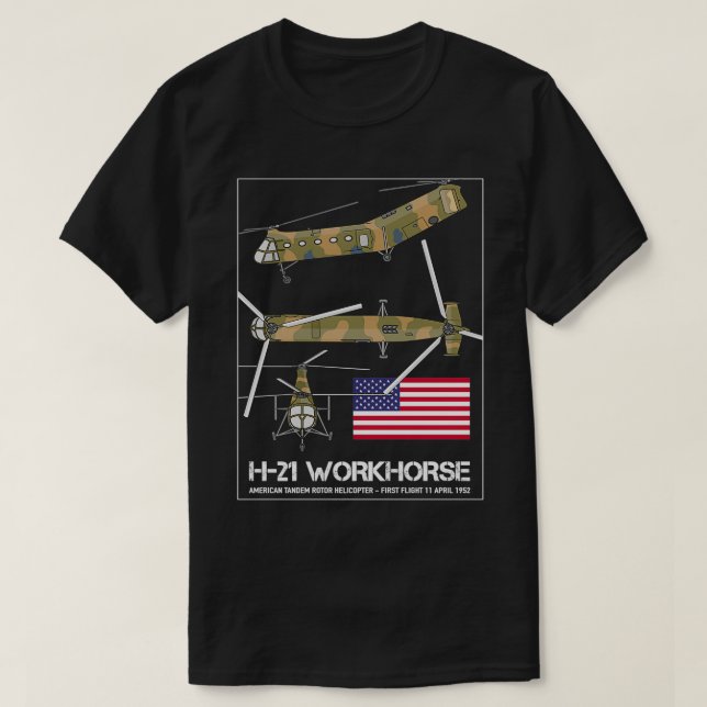 Camiseta Piasecki H21 Workhorse American Cargo Helicopter D (Diseño del anverso)
