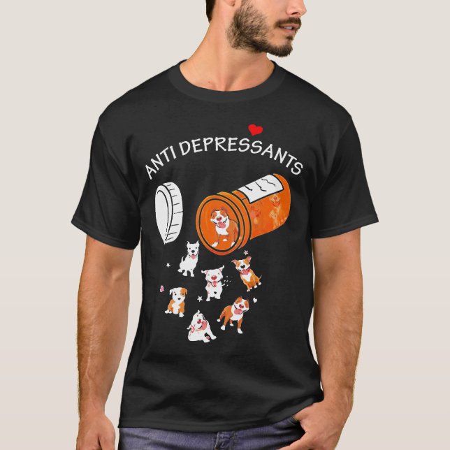 Camiseta Pibull de perro de Pitbull antidepresivo (Anverso)