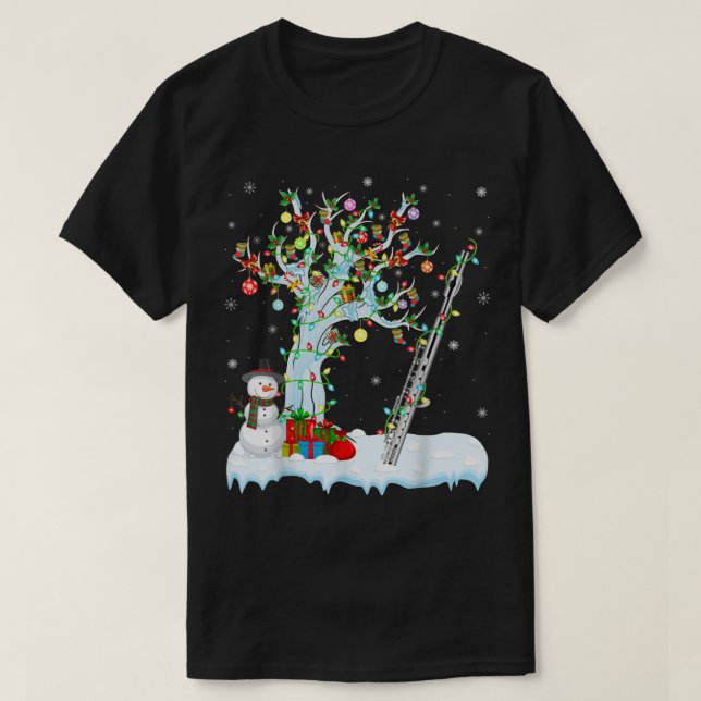 Camiseta Piccolo Music Xmas Tree Lighting Santa Hat Piccolo (Diseño del anverso)