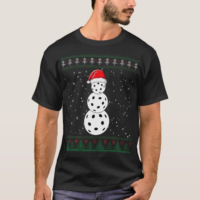 Camiseta Pickle Ball Snowman Ugly Christmas 	 Pickleball Pl (Anverso)