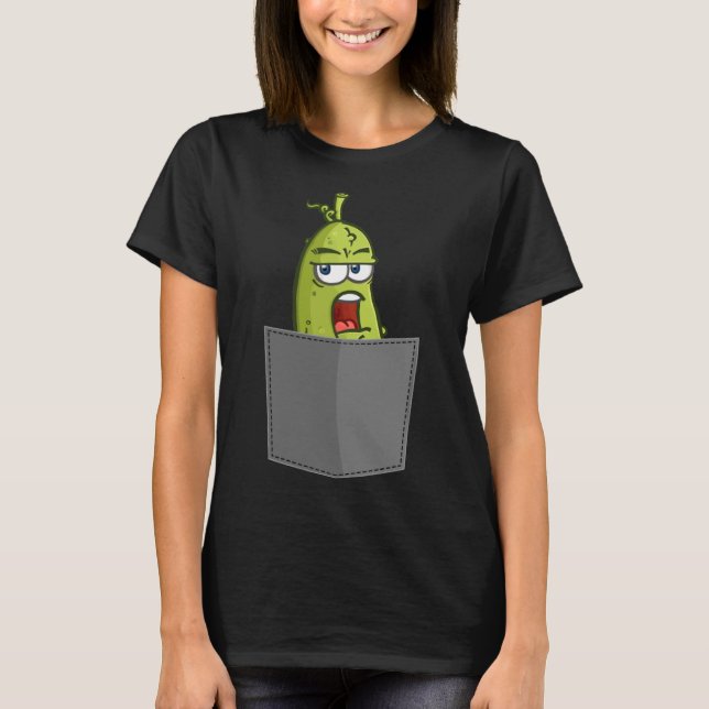 Camiseta Pickle Fake Pocket Dill Cucumber Vegan (Anverso)