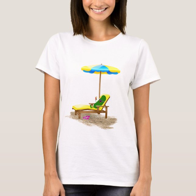 Camiseta Pickle Verde Sobre La Silla De La Playa (Anverso)