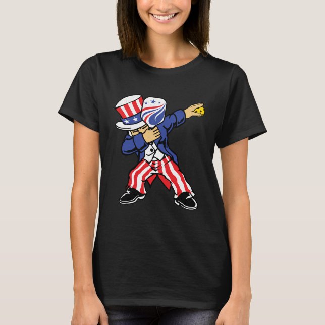 Camiseta Pickleball American Flag 4th of July Uncle Sam Dab (Anverso)