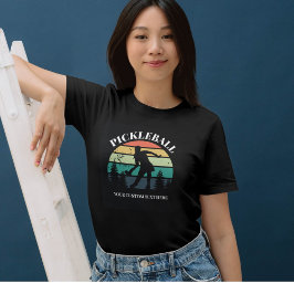 Camiseta Pickleball Atardecer Genial Retro Vintage Texto Pe