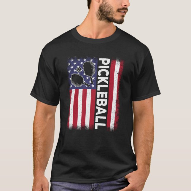 Camiseta Pickleball Bandera Americana Pickleball Vintage (Anverso)