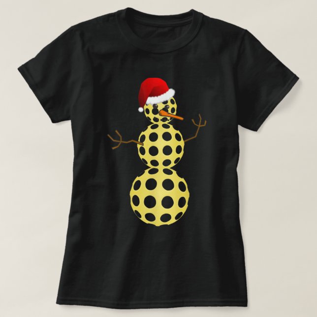 Camiseta Pickleball Christmas Funny Pickleball Snowman 531 (Diseño del anverso)