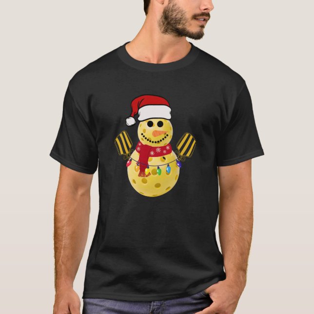 Camiseta Pickleball Christmas Snowman Funny T-Shirt Gift (Anverso)