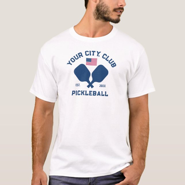 Camiseta Pickleball Club Team Player USA American Flag (Anverso)