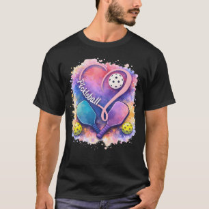 Camiseta Pickleball Corazón Colorida Pala Y Pelota Para