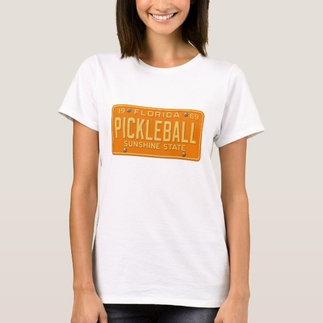 Camiseta Pickleball Fanatic - Retro Florida License Plate (Anverso)