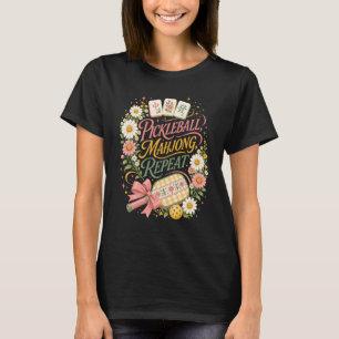 Camiseta Pickleball Mahjong Repetición Flor Floral Pala Div