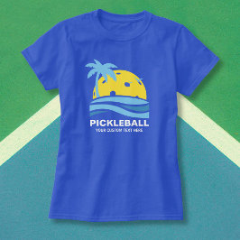 Camiseta Pickleball Palma Tropical Sol Su Texto Personaliza