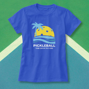 Camiseta Pickleball Palma Tropical Sol Su Texto Personaliza