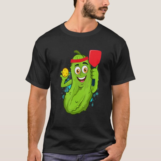 Camiseta Pickleball Pickle Paddle  Cucumber Player Vegan (Anverso)
