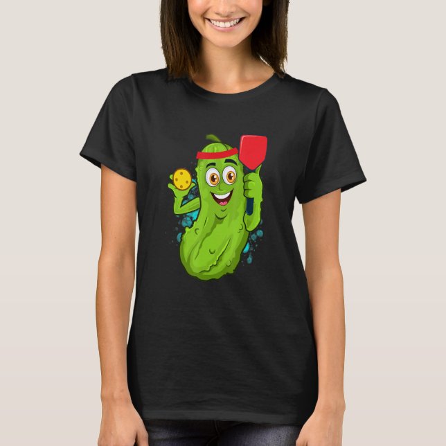 Camiseta Pickleball Pickle Paddle  Cucumber Player Vegan (Anverso)