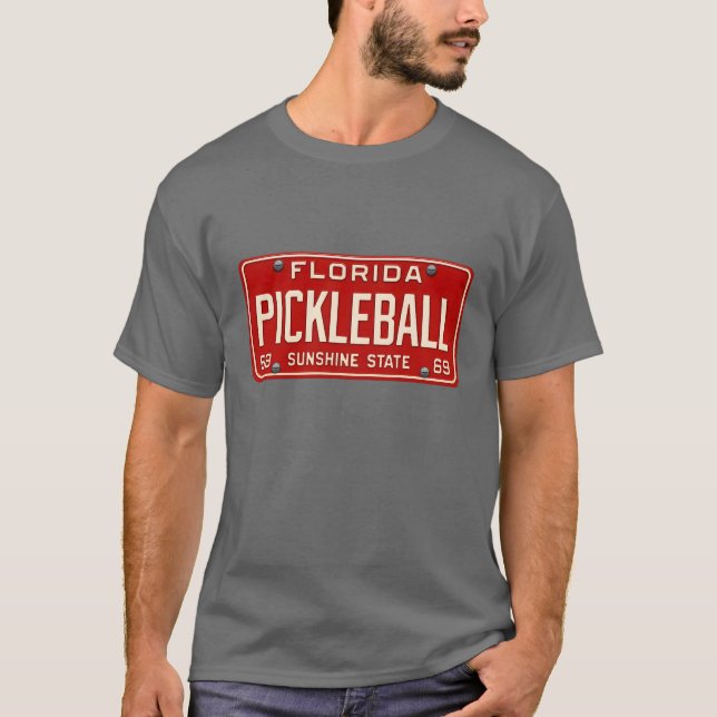 Camiseta Pickleball Player Fan Retro Florida License Plate (Anverso)