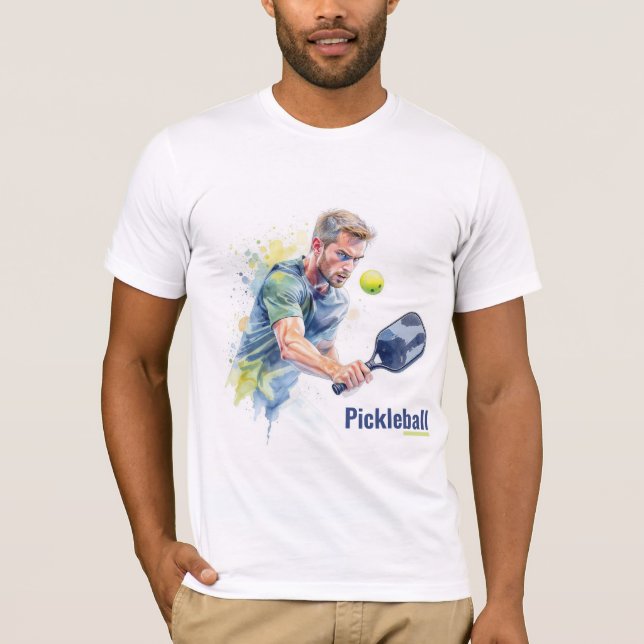 Camiseta Pickleball Player with Ball - Watercolor Style (Anverso)